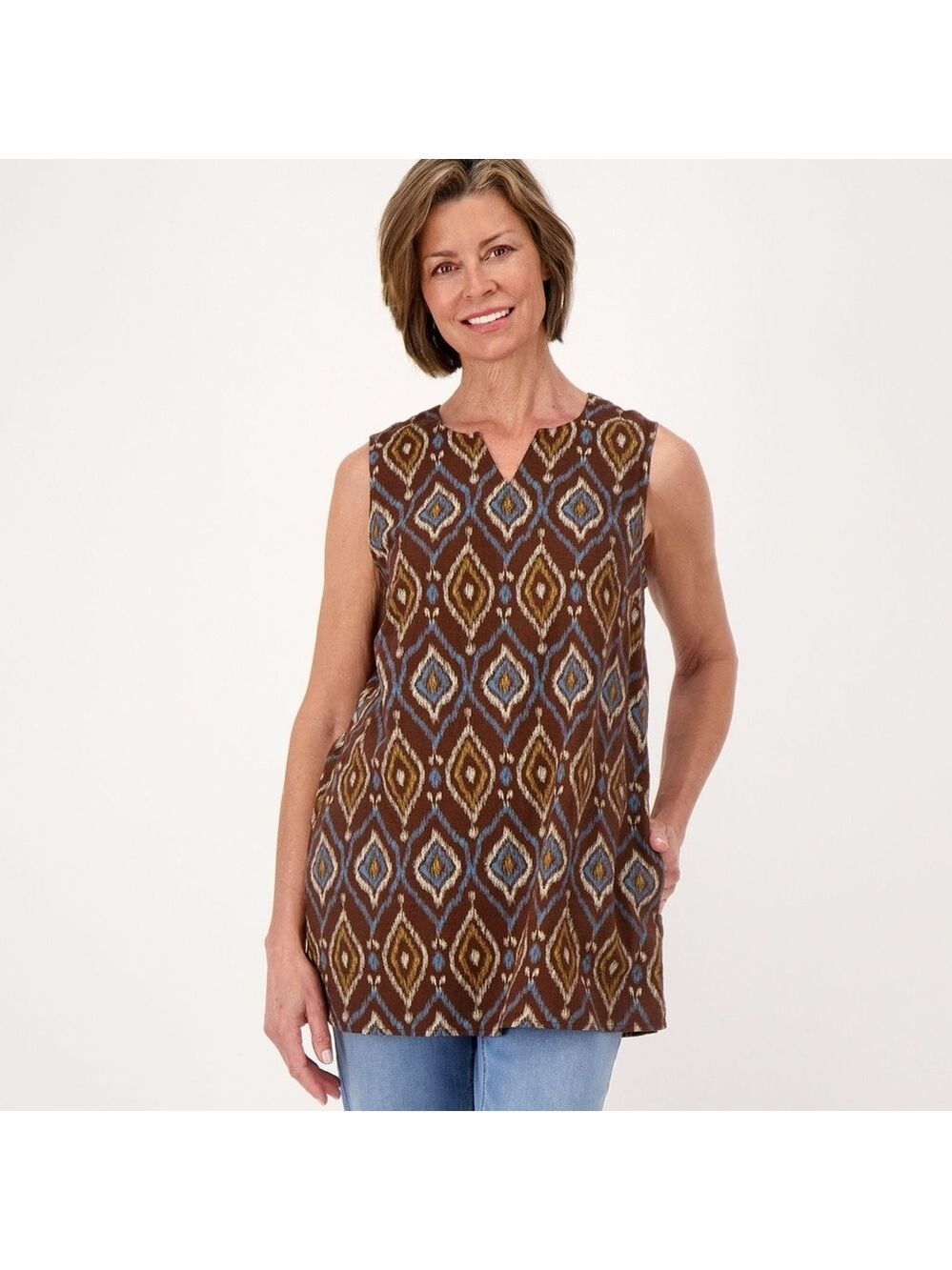 Denim & Co Linen Blend Top Women NWOT